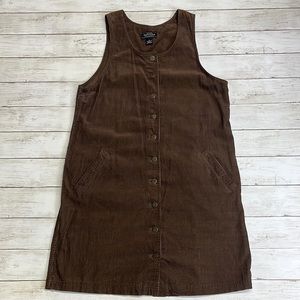 Sonoma vintage 90s button down corduroy jumper dress, medium